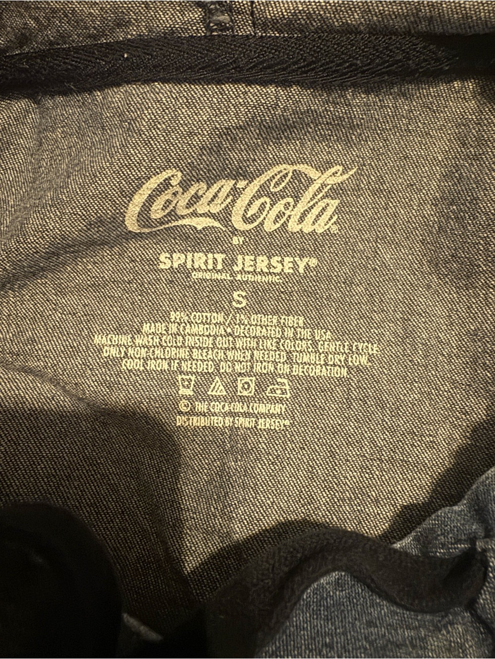 Coca-Cola By Spirit Jersey Denim Cropped Pull Over Hoodie Raw Hem Size S - Picture 5 of 10